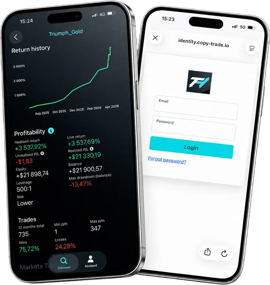 Copy trading mobile interface